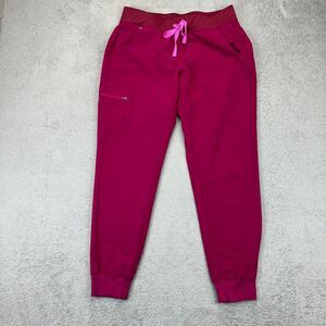 Figs Zamora Tie Waist Jogger Scrub Pants Womens M Pink High Waisted Nurse